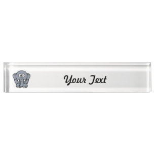 Adorable Grey Elephant Nameplate