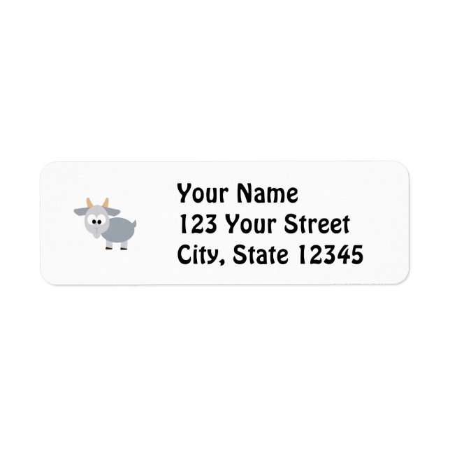 Adorable grey goat return address label (Front)