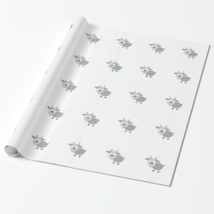 Adorable grey goat wrapping paper