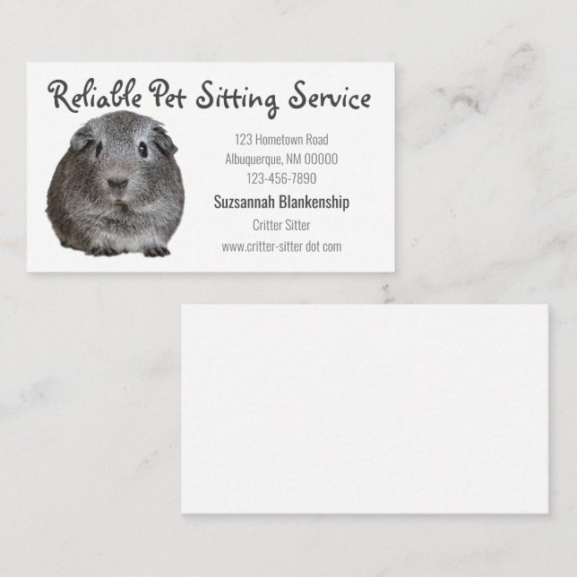 Adorable Grey Guinea Pig Photograph  Business Card (Front/Back)