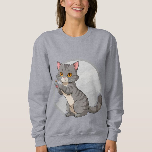 Adorable Grey Tabby Kitten Sweatshirt (Front)