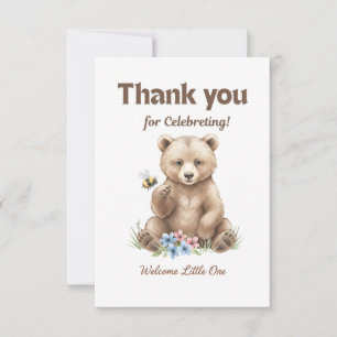 Adorable,  grizzly bear cub  Baby Shower  Thank You Card