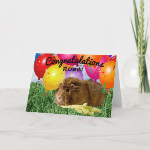 Adorable Guinea Pig and Balloons Congratulations Card