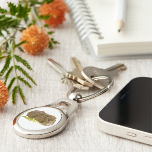 Adorable Guinea Pig Eating Celery Photography Key Ring