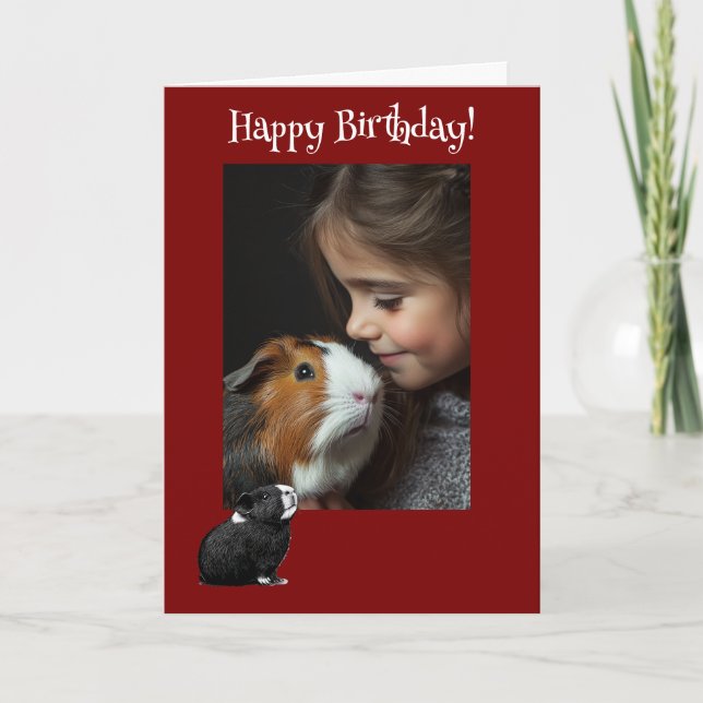 Adorable Guinea Pig Fun Photo Birthday Card (Front)