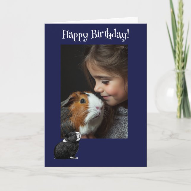 Adorable Guinea Pig Fun Photo Birthday Card (Front)