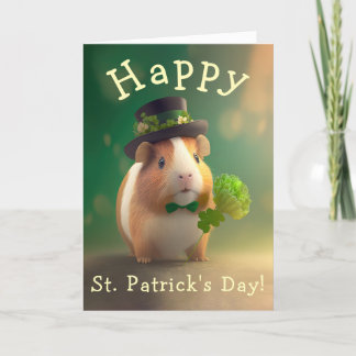 Adorable Guinea Pig Good Tidings St. Patrick's Day Holiday Card