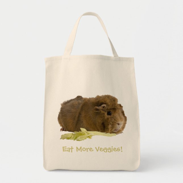 Adorable Guinea Pig Photo Reusable Eco Green Tote Bag (Front)