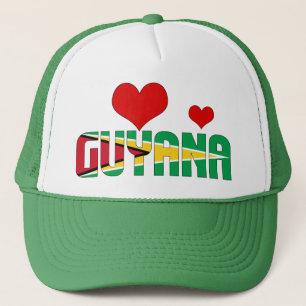 Adorable Guyana Flag Hearts Patriotic Trucker Hat