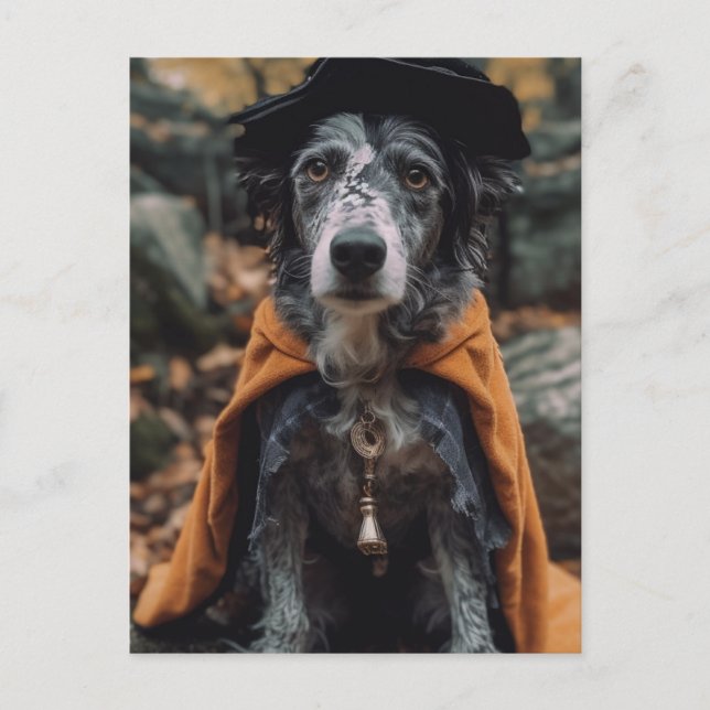 Adorable Halloween Dog AI Art Postcard (Front)