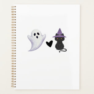 Adorable Halloween Duo Friendly Ghost and Black Ca Planner