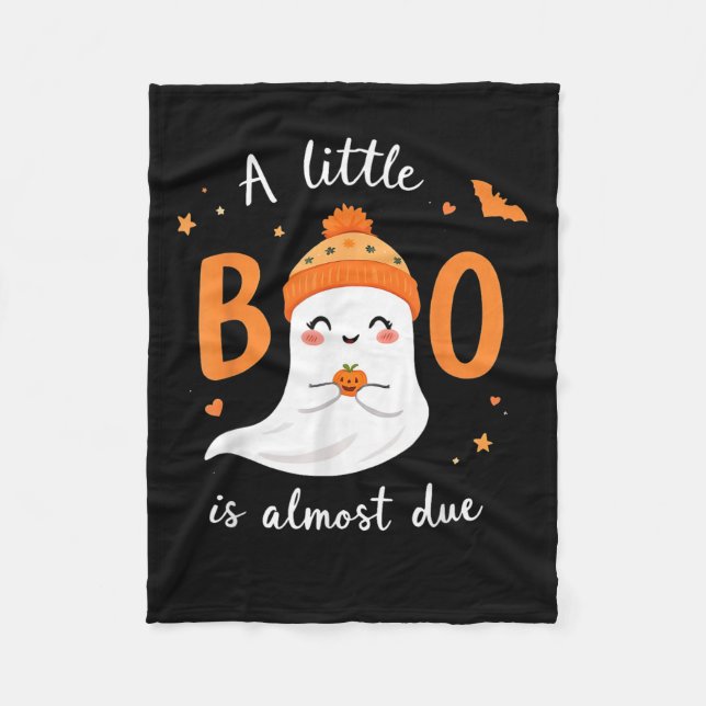 Adorable Halloween Ghost A Little Boo Is Almost Du Fleece Blanket (Front)
