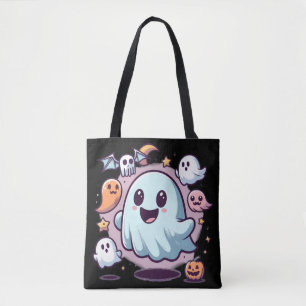 Adorable Halloween Ghost Squad & Spooky Friends Tote Bag
