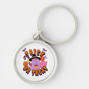 Adorable Halloween Ghost Trick or Treat Key Ring