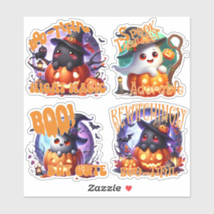 Adorable Halloween Ghosts with Moon Sticker sheet