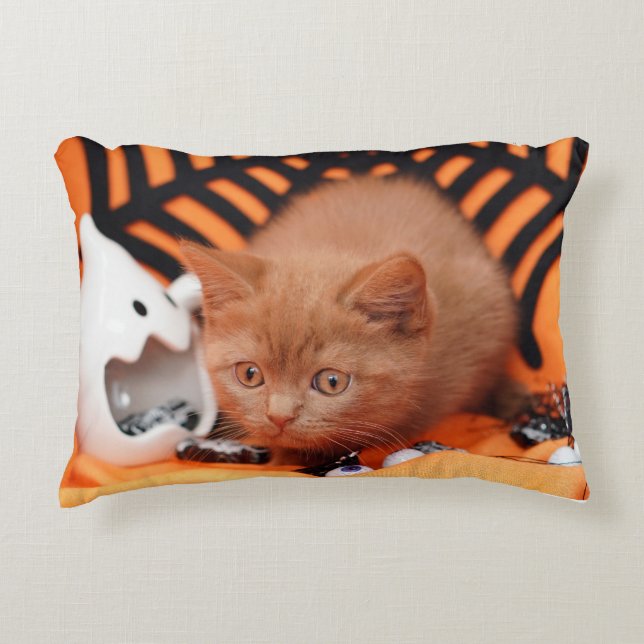 Adorable Halloween Kitten Pillow (Front)