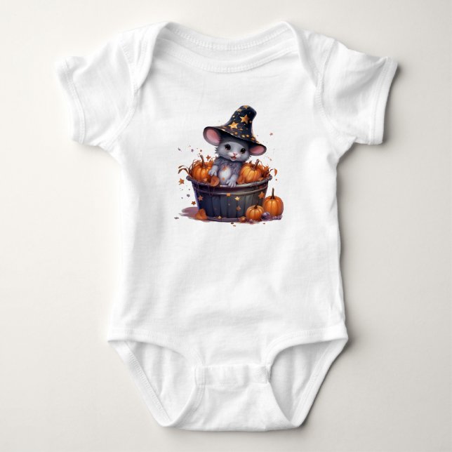 ADORABLE HALLOWEEN MOUSE IN A BUCKET BABY BODYSUIT (Front)