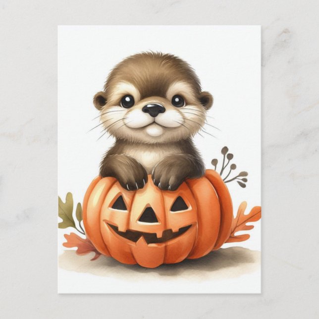 Adorable Halloween Otter Postcard (Front)