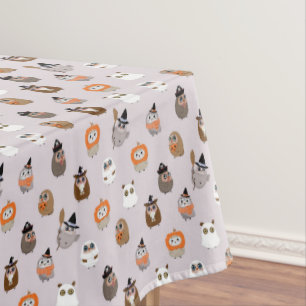 Adorable Halloween Owls Pattern Tablecloth
