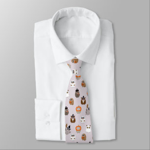 Adorable Halloween Owls Pattern Tie