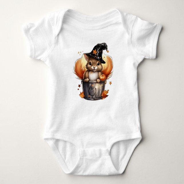 ADORABLE HALLOWEEN RED SQUIRREL BABY BODYSUIT (Front)