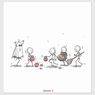 Adorable Halloween Stick Figure Scene