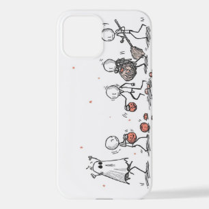 Adorable Halloween Stick Figure Scene iPhone 12 Case