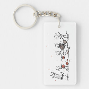 Adorable Halloween Stick Figure Scene Key Ring