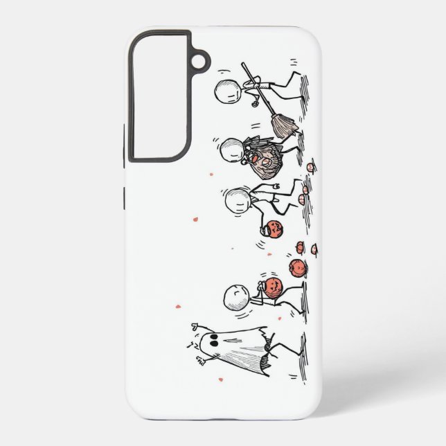 Adorable Halloween Stick Figure Scene Samsung Galaxy S22+ Case (Back)