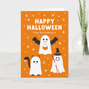 Adorable Halloween Trick or Treat Ghosts Card