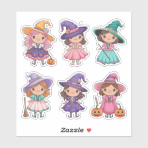 Adorable Halloween Witches Sticker Sheet