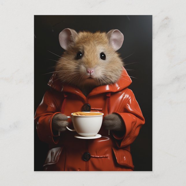 Adorable Hamster With Peanut Butter in a Mug Postcard (Front)