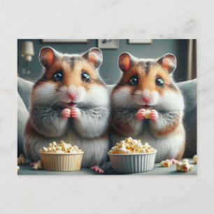 Adorable Hamsters and Popcorn Postcard