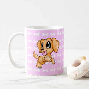 Adorable Hand Drawn Golden Retriever Dog Pink Mug