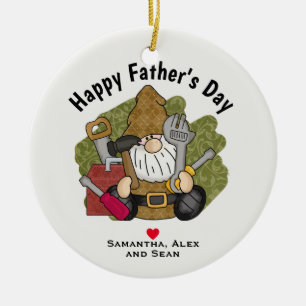 Adorable Handyman & Carpenter Garden Gnome Ceramic Ornament