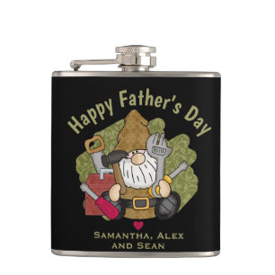 Adorable Handyman & Carpenter Garden Gnome Hip Flask