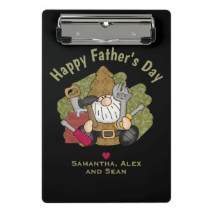 Adorable Handyman & Carpenter Garden Gnome Mini Clipboard
