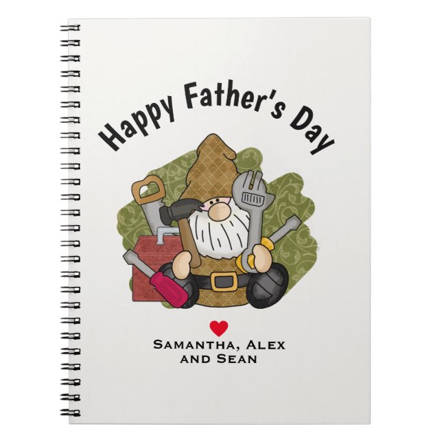 Adorable Handyman & Carpenter Garden Gnome Notebook (Front)