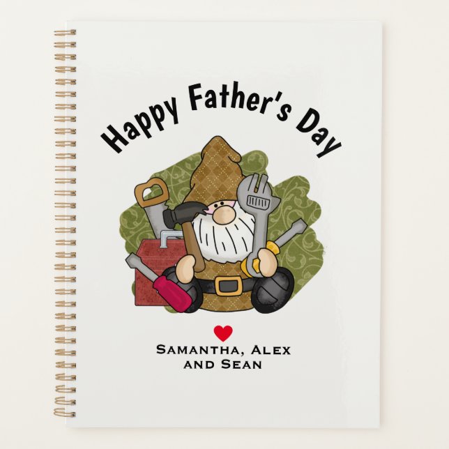 Adorable Handyman & Carpenter Garden Gnome Planner (Front)
