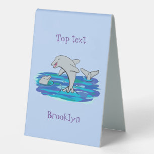 Adorable happy dolphins cartoon illustration