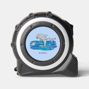 Adorable happy dolphins cartoon illustration 1