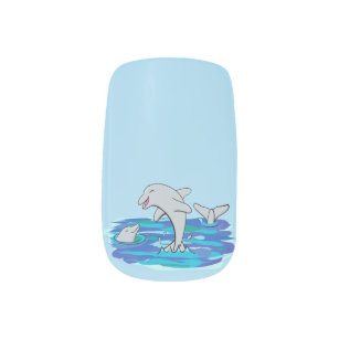 Adorable happy dolphins cartoon illustration minx nail art