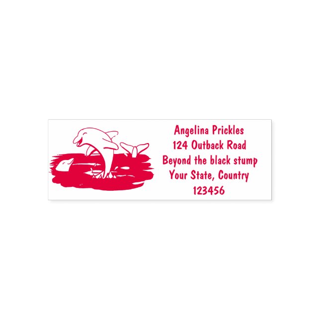 Adorable happy dolphins cartoon illustration self-inking stamp (Design)