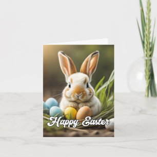 Adorable Happy Easter Bunny Holiday Card