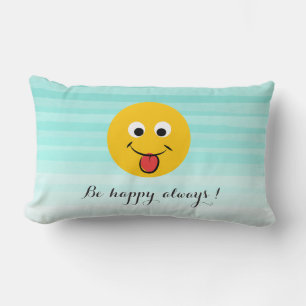 Adorable Happy  Emoji Face-Be happy always Lumbar Cushion