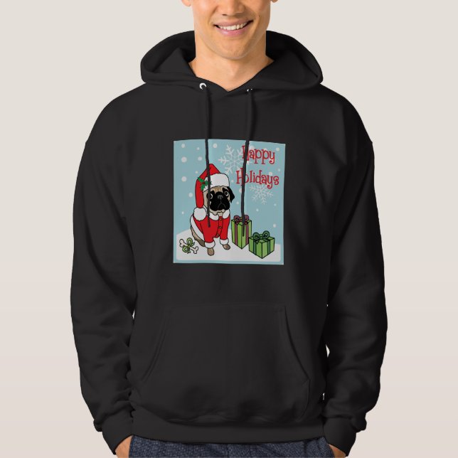 Adorable Happy Holidays Christmas Pug Classic T-Sh Hoodie (Front)