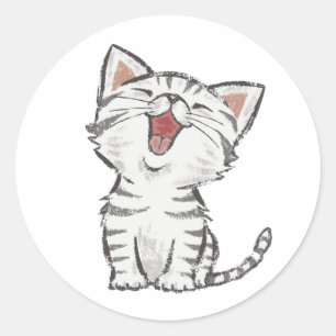 Adorable Happy Meowing Grey (Grey) Kitten Sticker