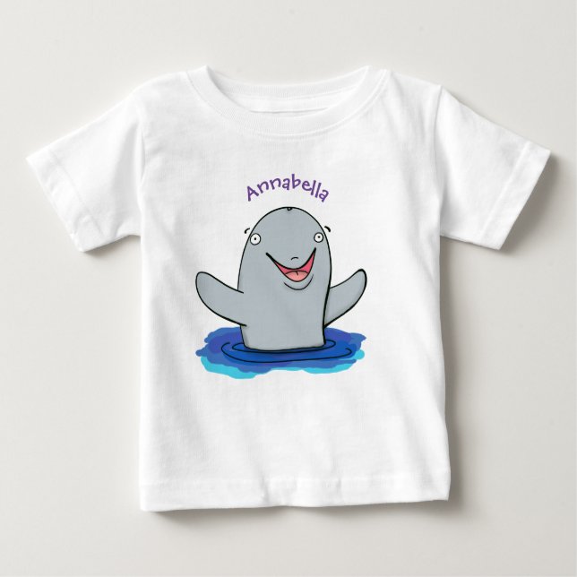 Adorable happy porpoise cartoon illustration baby T-Shirt (Front)