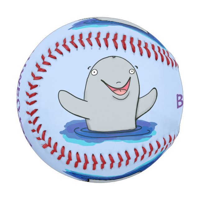 Adorable happy porpoise cartoon illustration baseball (Front Left)