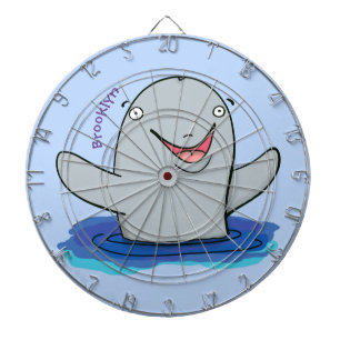 Adorable happy porpoise cartoon illustration dartboard